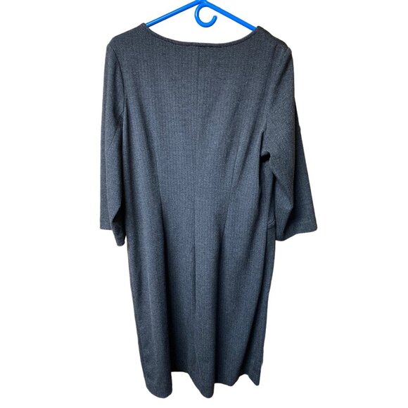 Eloquii By The Limited Gray Herringbone Wrap Front Dress 14/16 Three-Quarter Sle - Picture 2 of 8